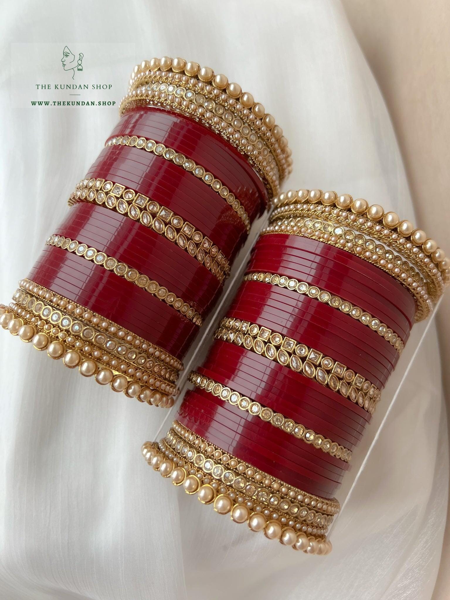 Anticipate Polki Chooda in Maroon Bangles THE KUNDAN SHOP 