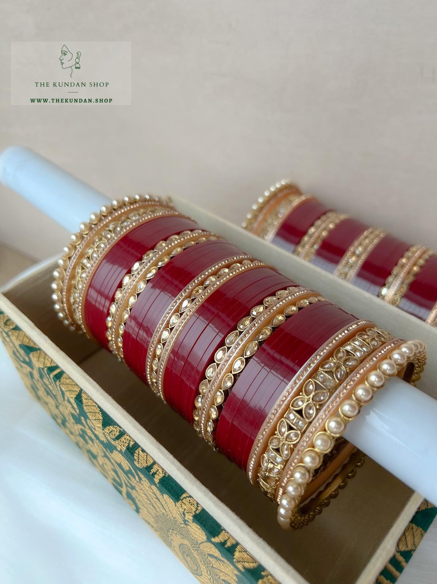 Grand Polki Chooda in Maroon Bangles THE KUNDAN SHOP 