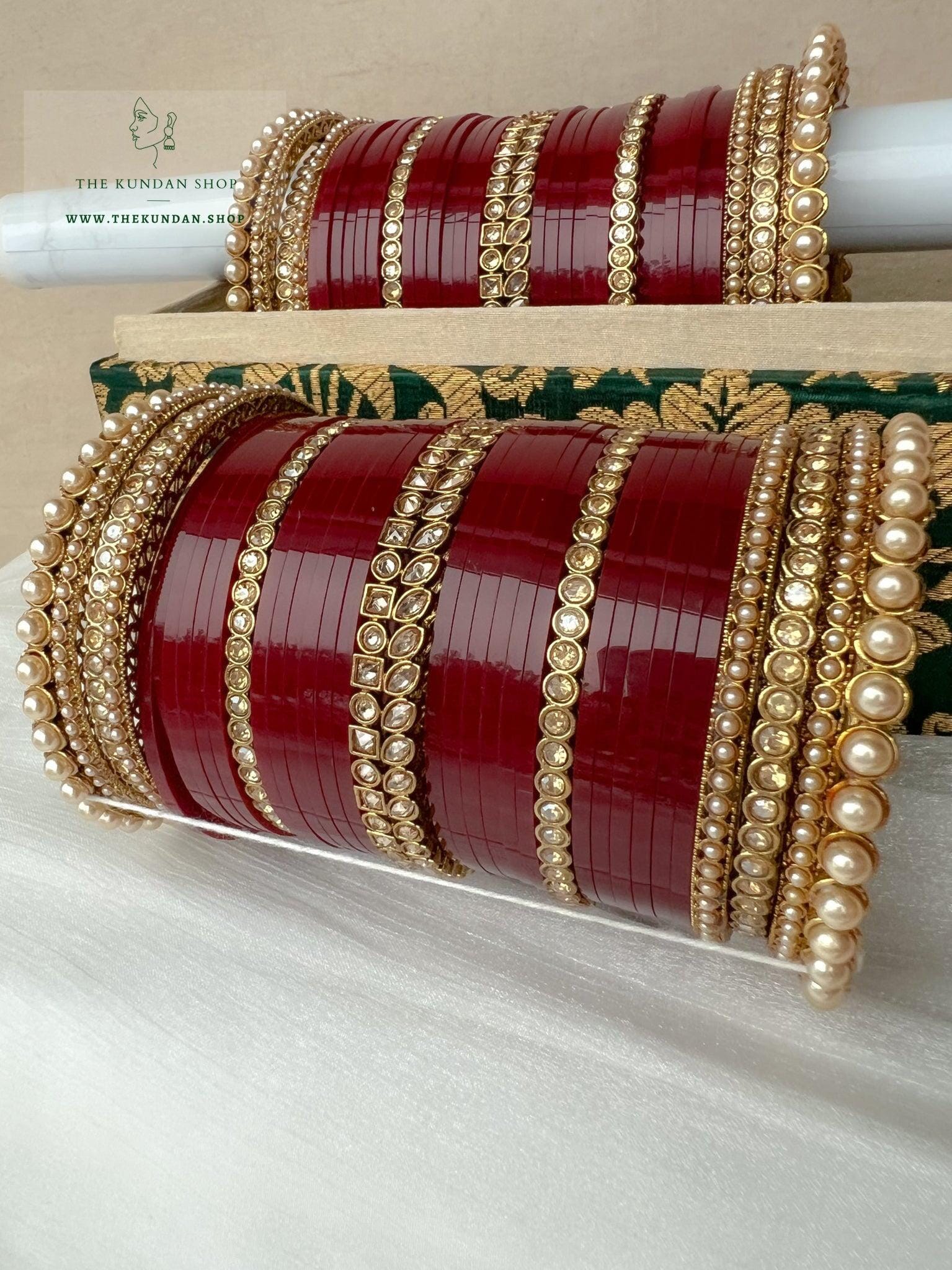 Anticipate Polki Chooda in Maroon Bangles THE KUNDAN SHOP 