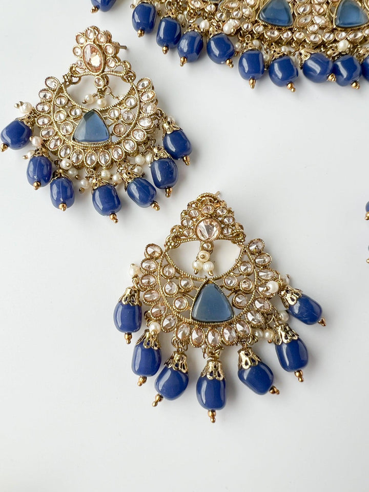 Pristine in Midnight Blue Necklace Sets THE KUNDAN SHOP 