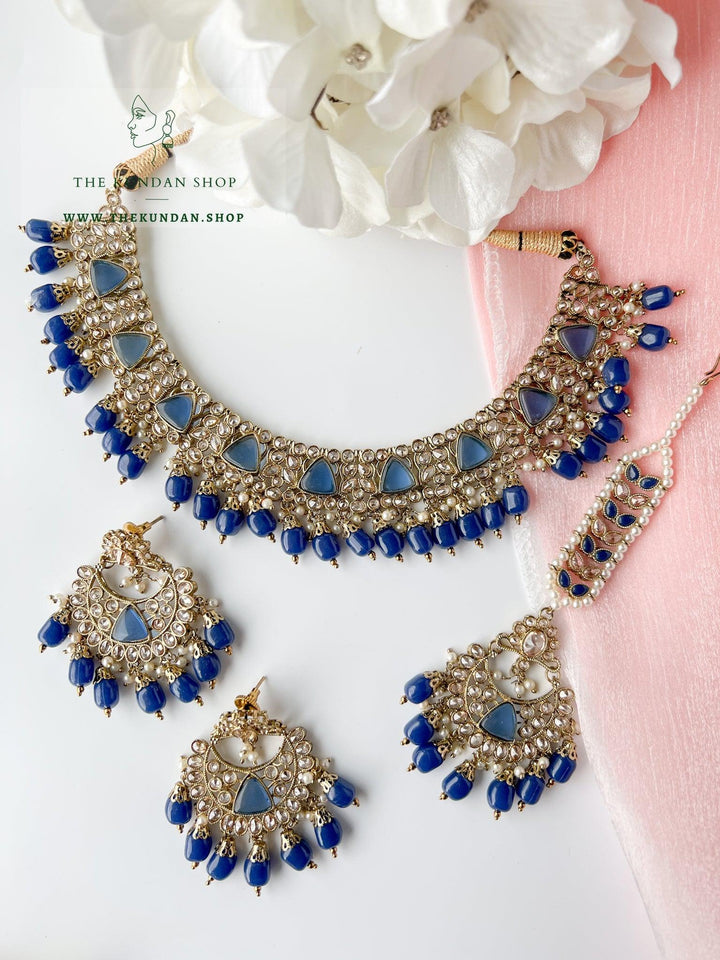 Pristine in Midnight Blue Necklace Sets THE KUNDAN SHOP 