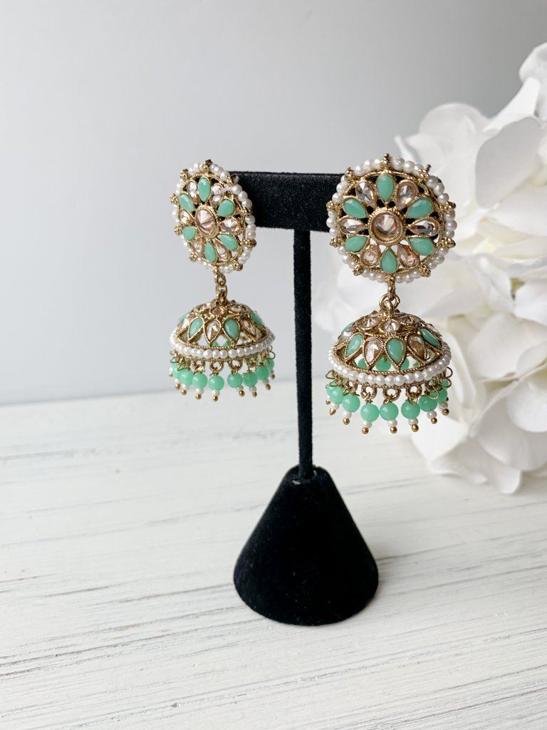 Prime Jhumkis Earrings THE KUNDAN SHOP Mint 