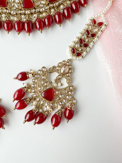 Pristine in Ruby Necklace Sets THE KUNDAN SHOP 