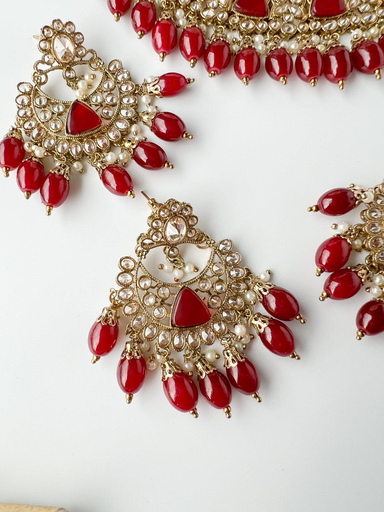Pristine in Ruby Necklace Sets THE KUNDAN SHOP 