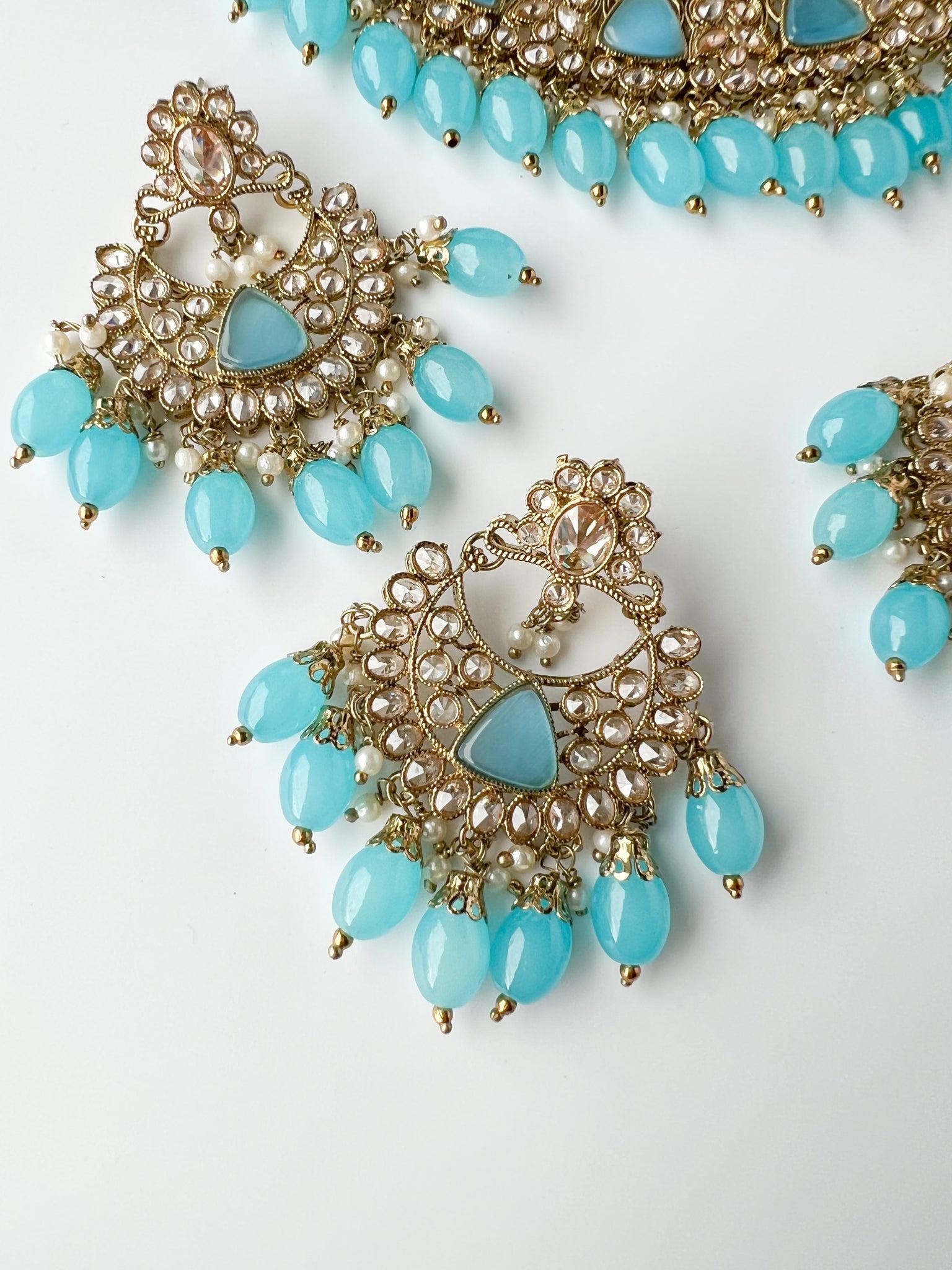 Pristine in Feroza Blue Necklace Sets THE KUNDAN SHOP 