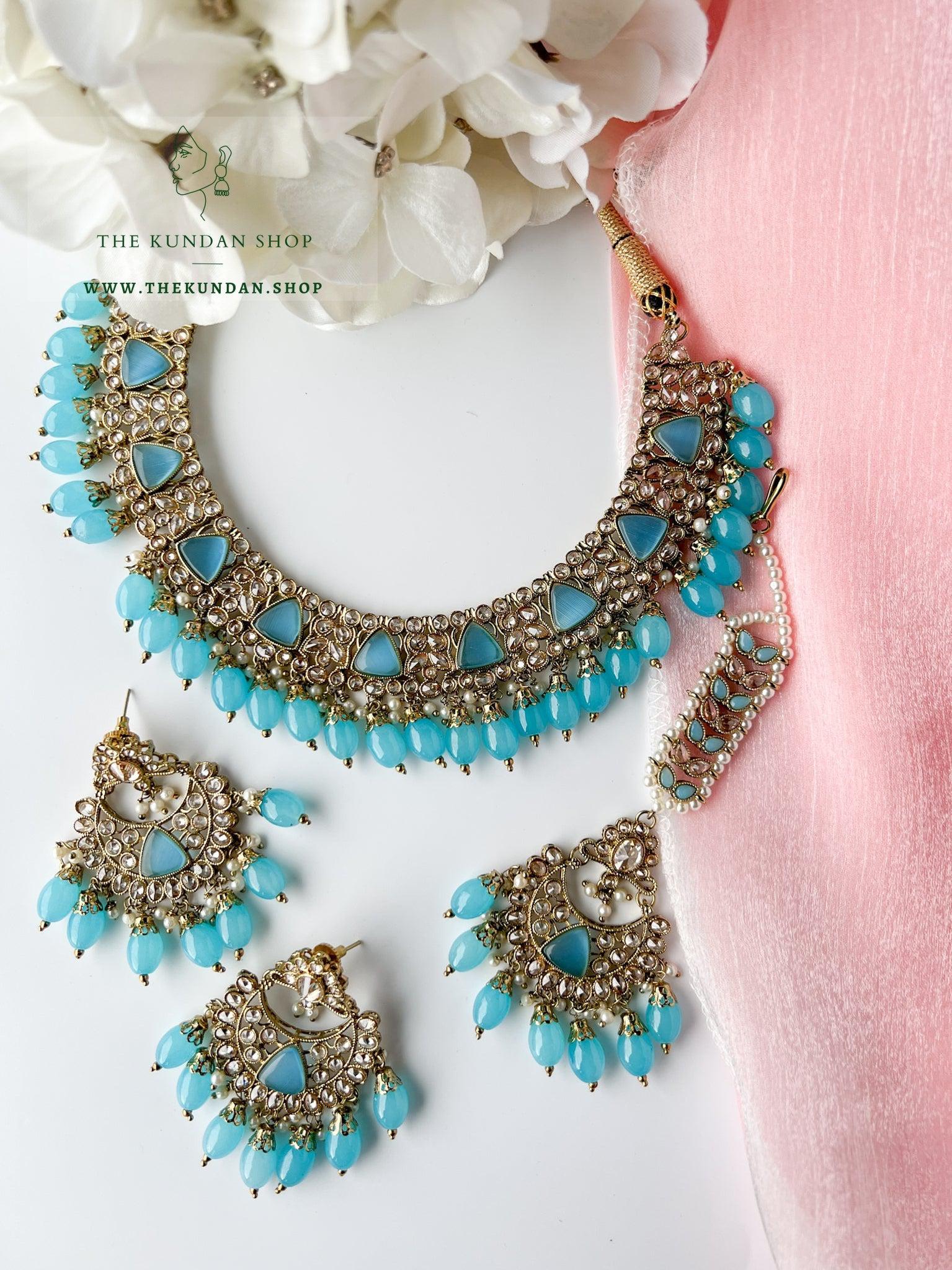 Pristine in Feroza Blue Necklace Sets THE KUNDAN SHOP 