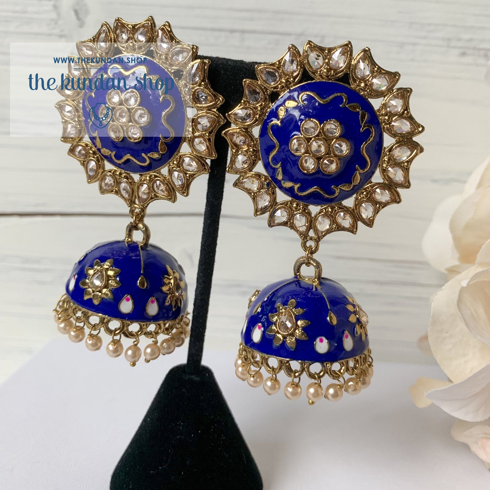 Meenakari Flowers & Polki, Earrings - THE KUNDAN SHOP