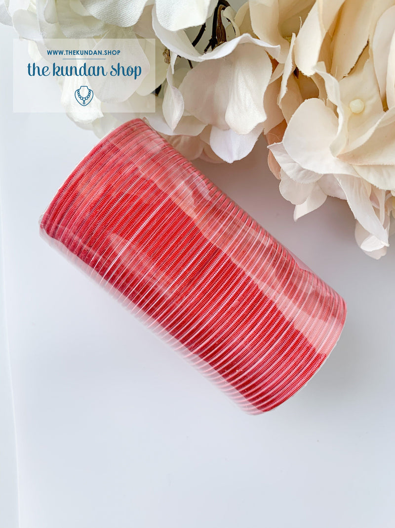 Sheen Bangle Stack - Punch Pink Bangles THE KUNDAN SHOP 