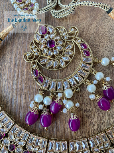 Complexed in Polki, in Purple Necklace Sets THE KUNDAN SHOP 