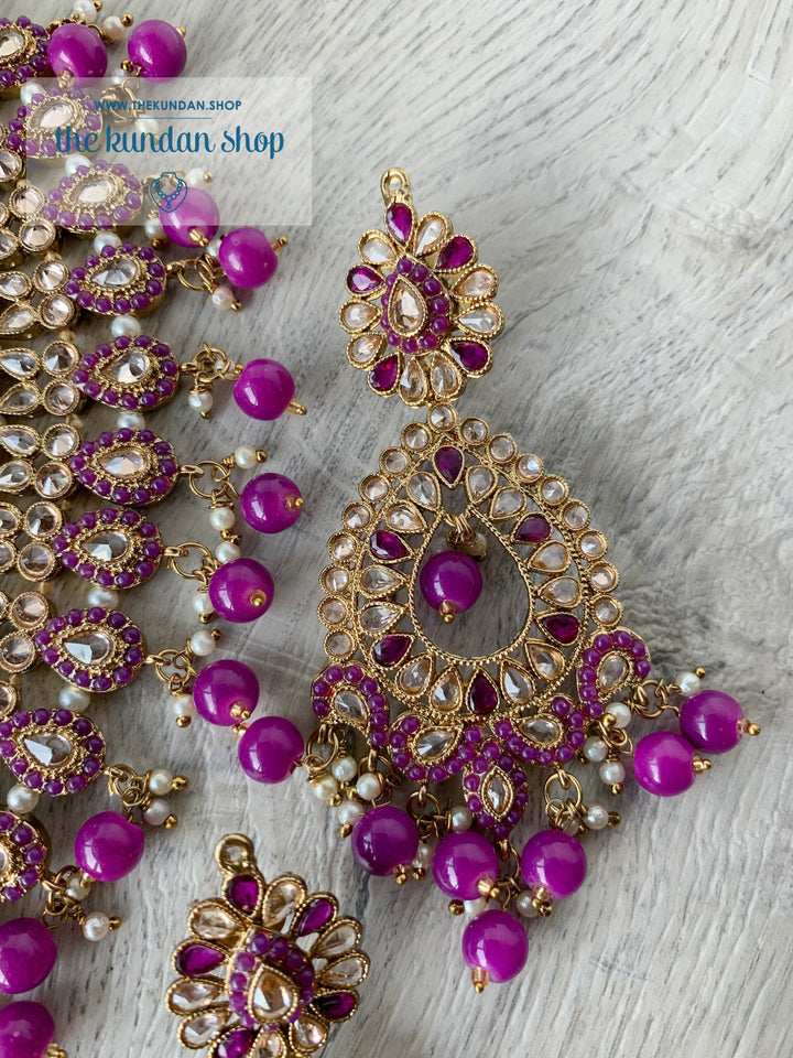 Compel in Polki, in Purple Necklace Sets THE KUNDAN SHOP 