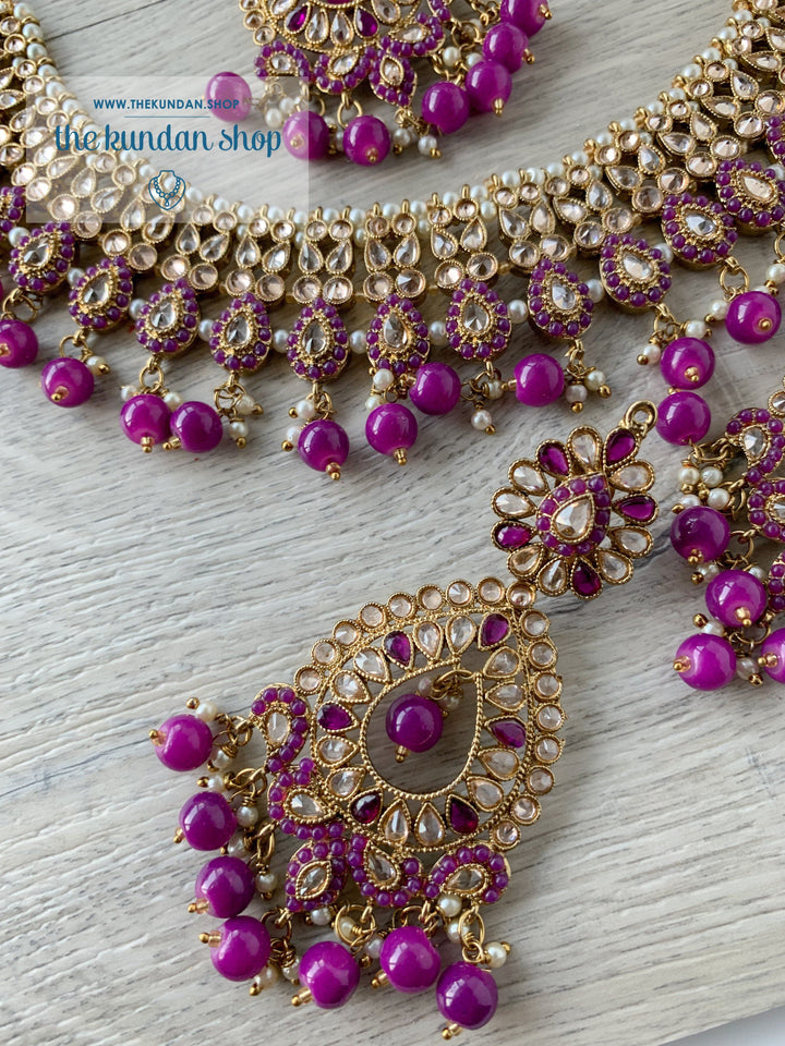 Compel in Polki, in Purple Necklace Sets THE KUNDAN SHOP 