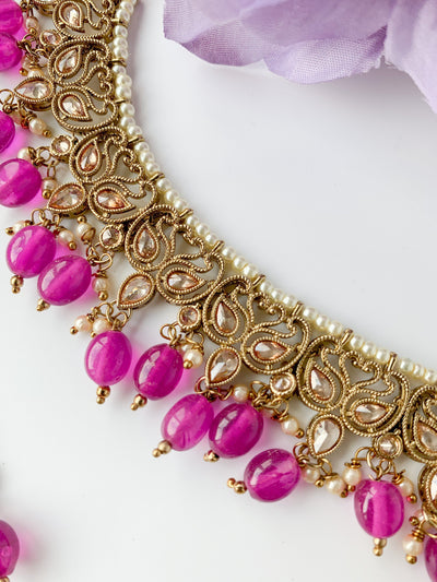 Modest in Purple Necklace Sets THE KUNDAN SHOP 