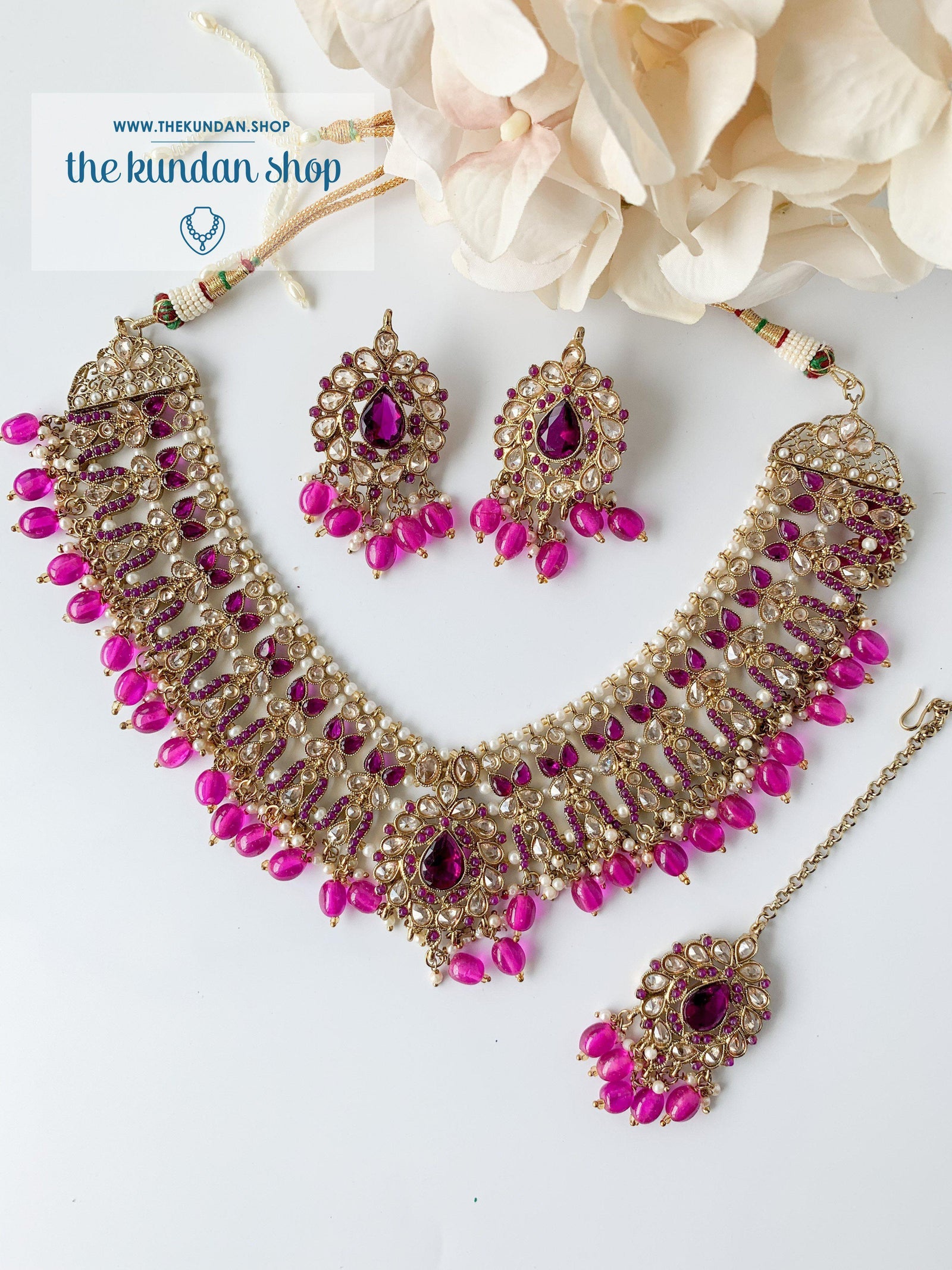 Veiled in Polki, in Purple Necklace Sets THE KUNDAN SHOP 