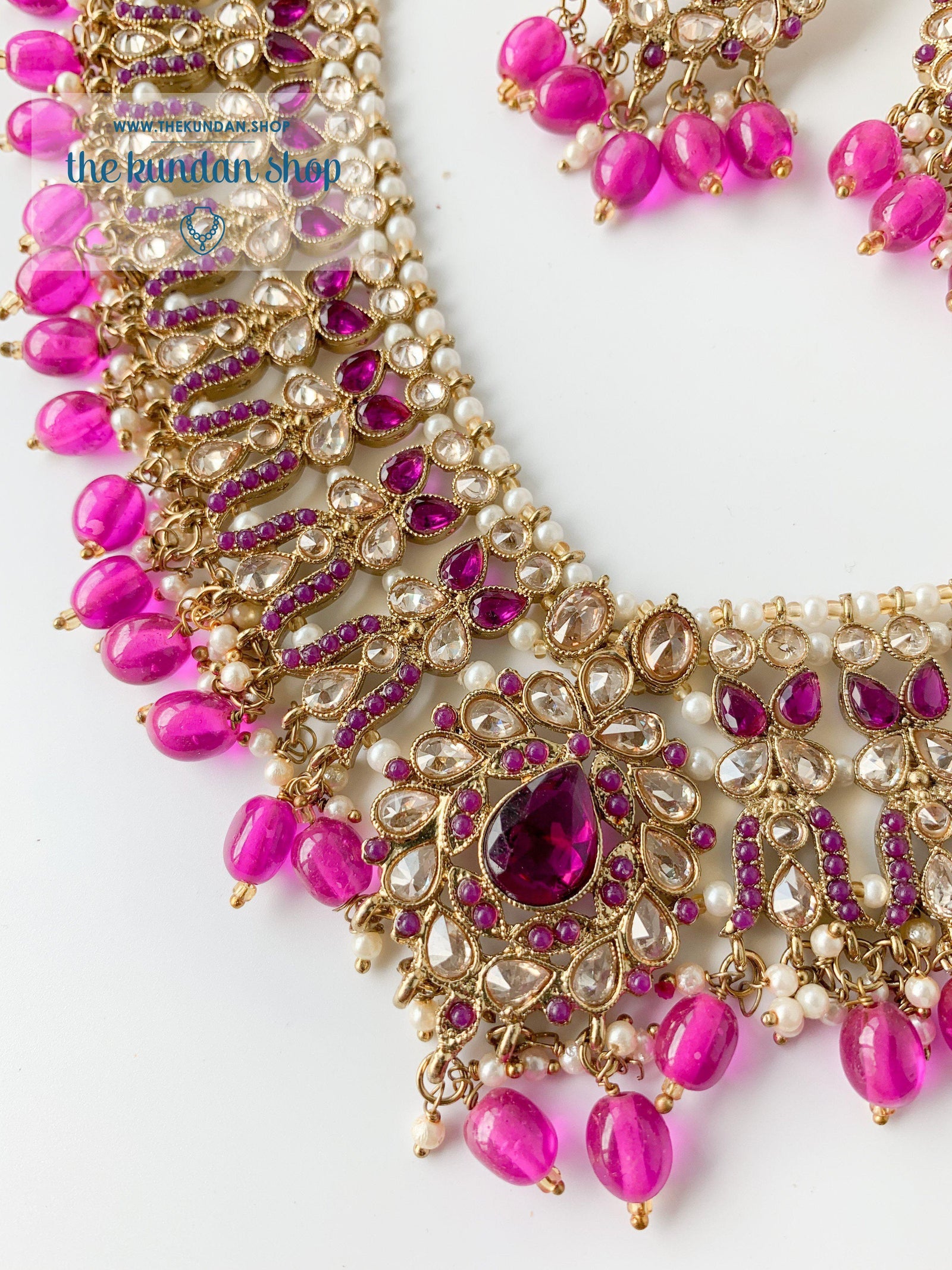 Veiled in Polki, in Purple Necklace Sets THE KUNDAN SHOP 