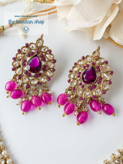 Veiled in Polki, in Purple Necklace Sets THE KUNDAN SHOP 