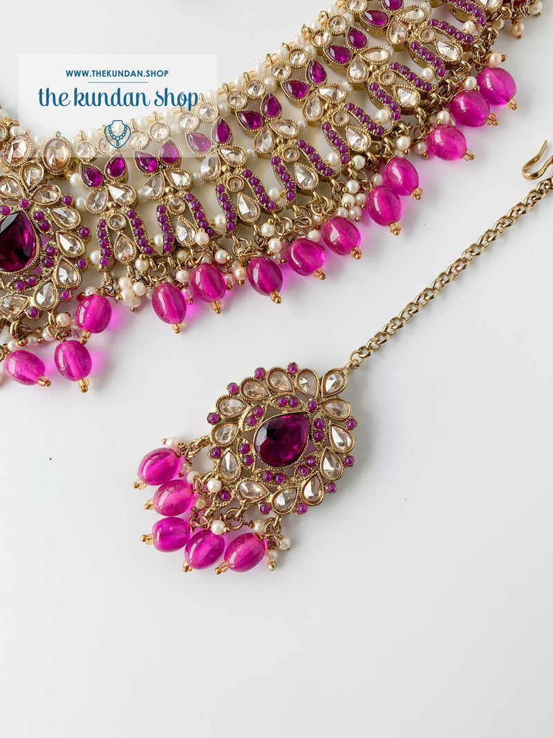 Veiled in Polki, in Purple Necklace Sets THE KUNDAN SHOP 