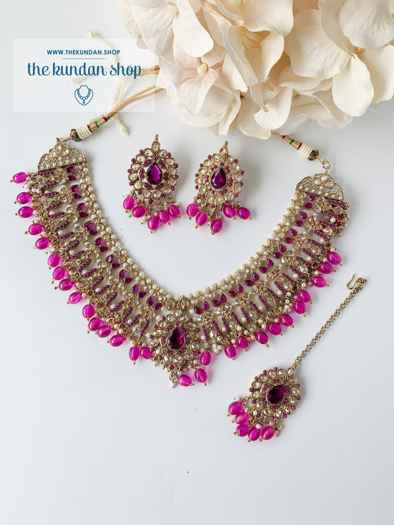 Veiled in Polki, in Purple Necklace Sets THE KUNDAN SHOP 