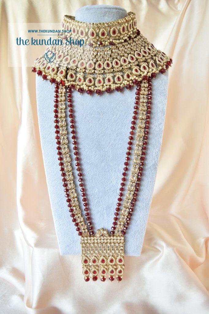 Sensible Bridal Set in Ruby Necklace Sets THE KUNDAN SHOP 
