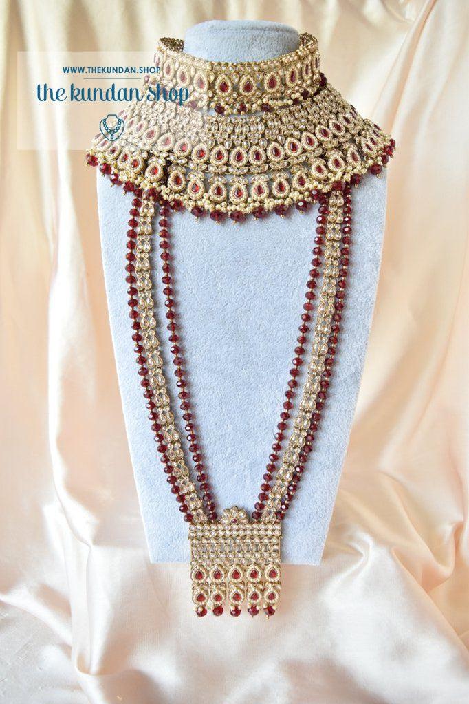 Sensible Bridal Set in Ruby Necklace Sets THE KUNDAN SHOP 