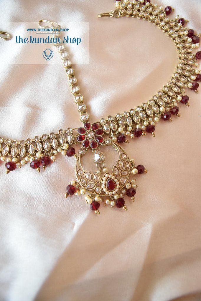 Sensible Bridal Set in Ruby Necklace Sets THE KUNDAN SHOP 