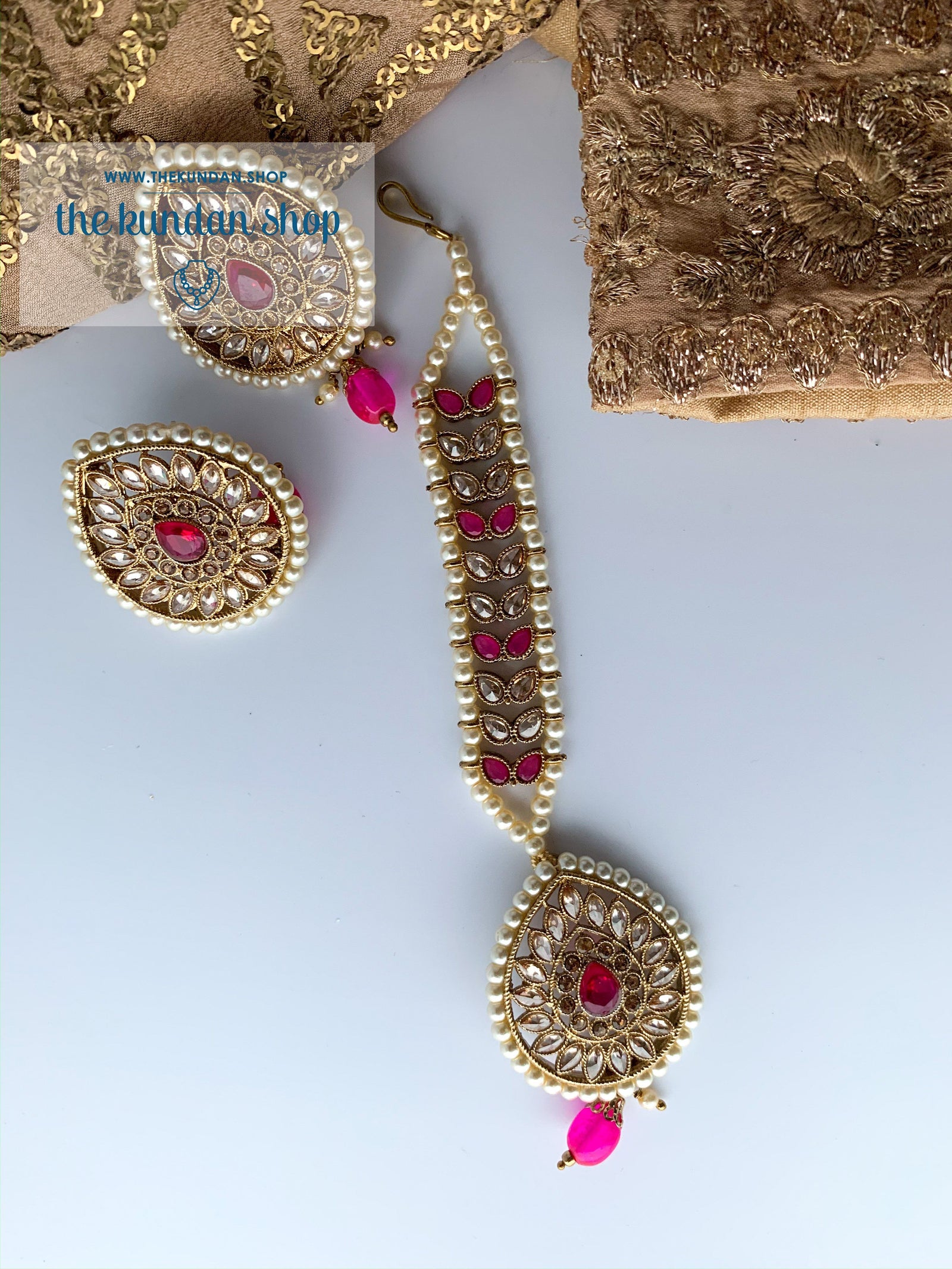 Spring of Love Tikka Set, Earrings + Tikka - THE KUNDAN SHOP