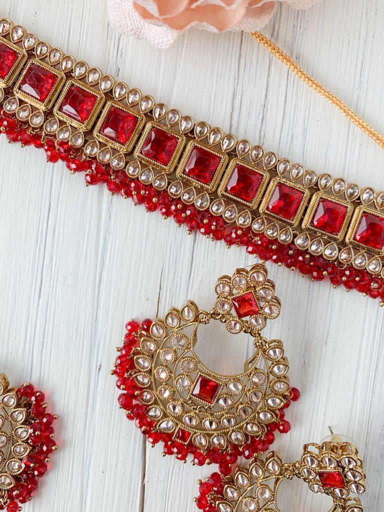 Attract in Red Necklace Sets THE KUNDAN SHOP 