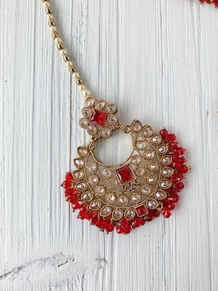 Attract in Red Necklace Sets THE KUNDAN SHOP 