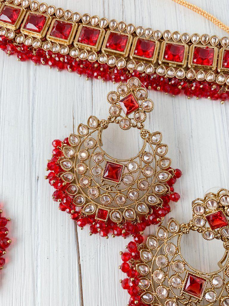 Attract in Red Necklace Sets THE KUNDAN SHOP 