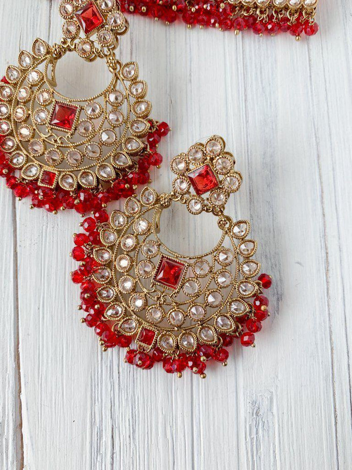 Attract in Red Necklace Sets THE KUNDAN SHOP 
