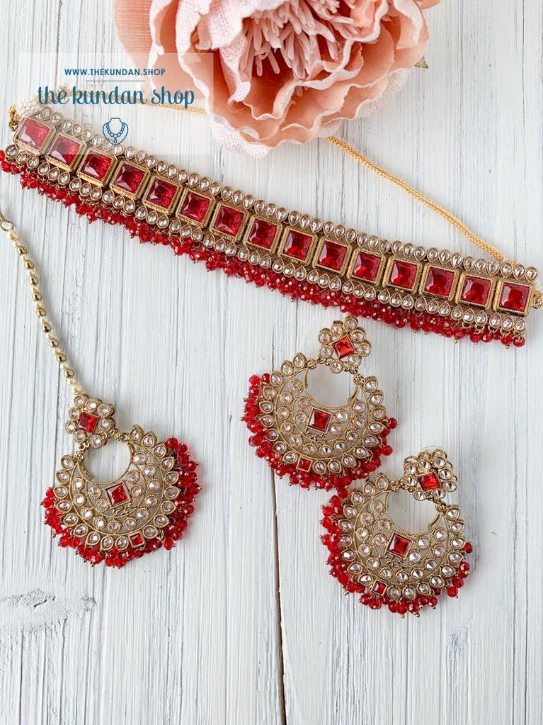 Attract in Red Necklace Sets THE KUNDAN SHOP 