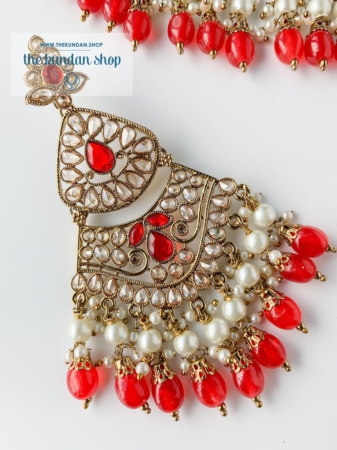 Locked In, In Red Necklace Sets THE KUNDAN SHOP 