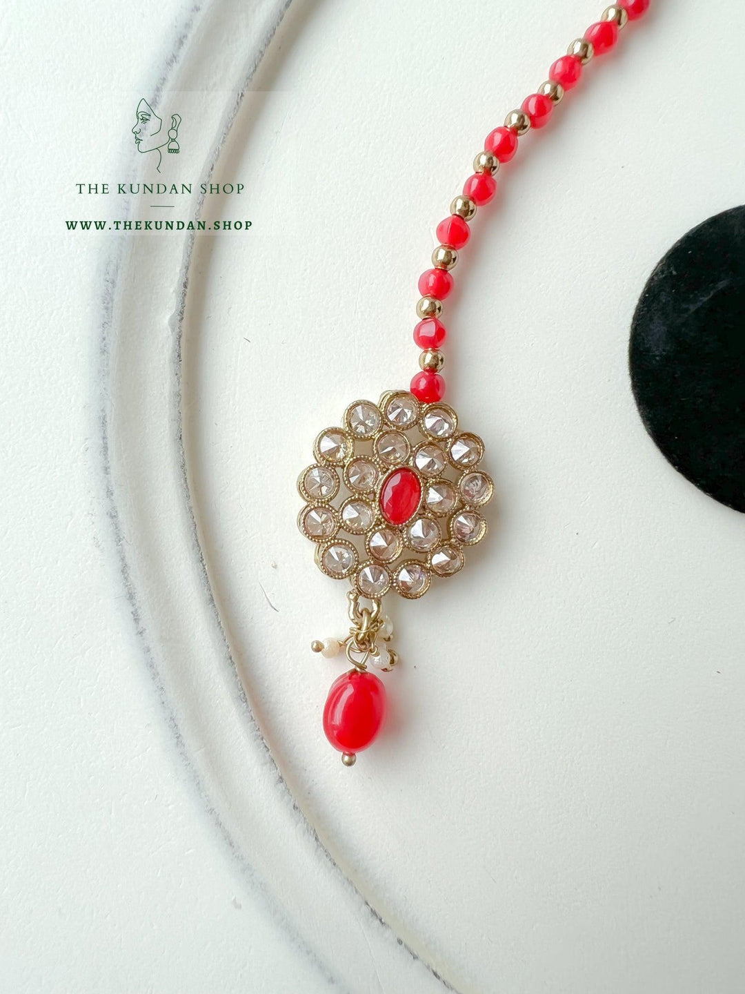 Jhumkis from Heaven in Red Earrings + Tikka THE KUNDAN SHOP 