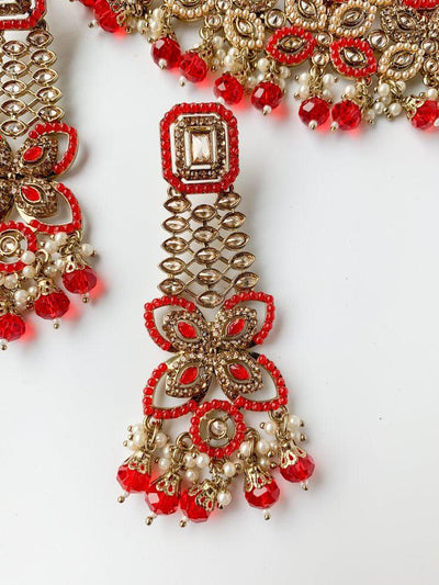 Monarch in Red Necklace Sets THE KUNDAN SHOP 