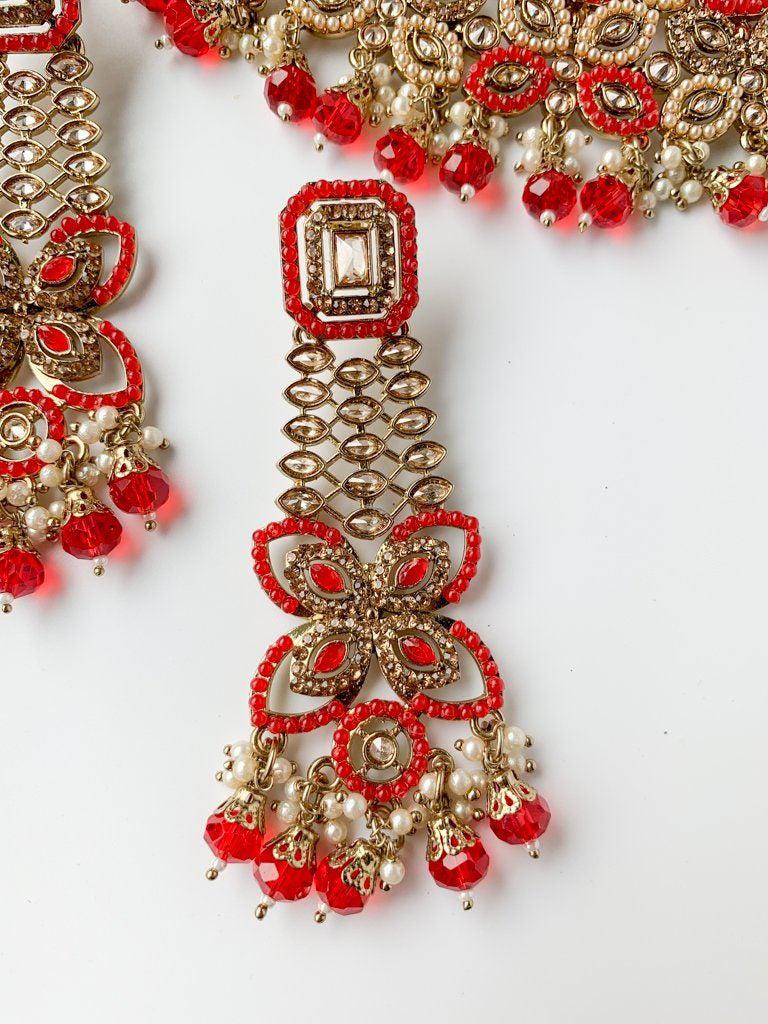 Monarch in Red Necklace Sets THE KUNDAN SHOP 