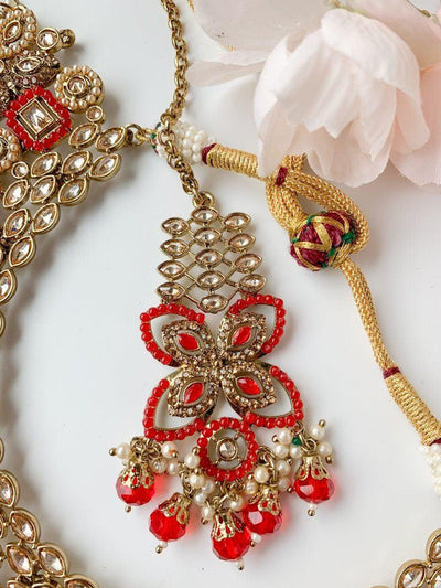 Monarch in Red Necklace Sets THE KUNDAN SHOP 