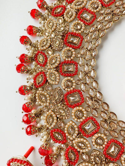 Monarch in Red Necklace Sets THE KUNDAN SHOP 