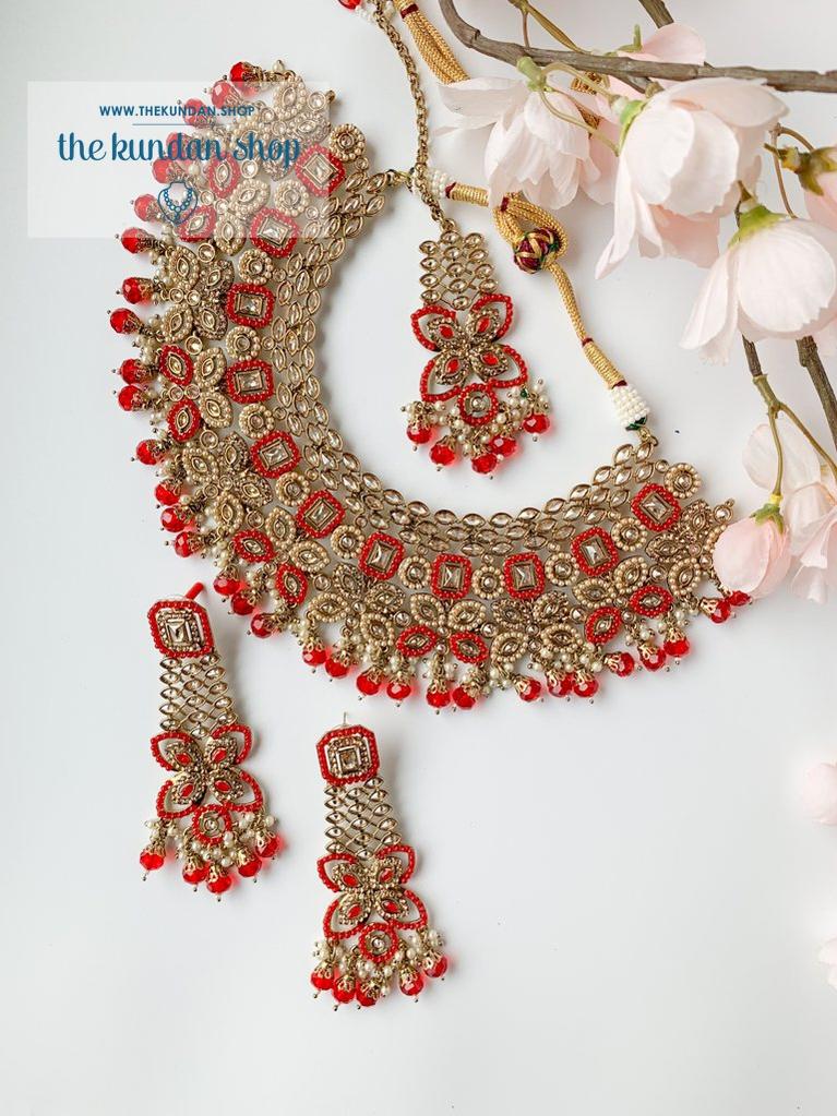 Monarch in Red Necklace Sets THE KUNDAN SHOP 