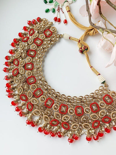 Monarch in Red Necklace Sets THE KUNDAN SHOP 