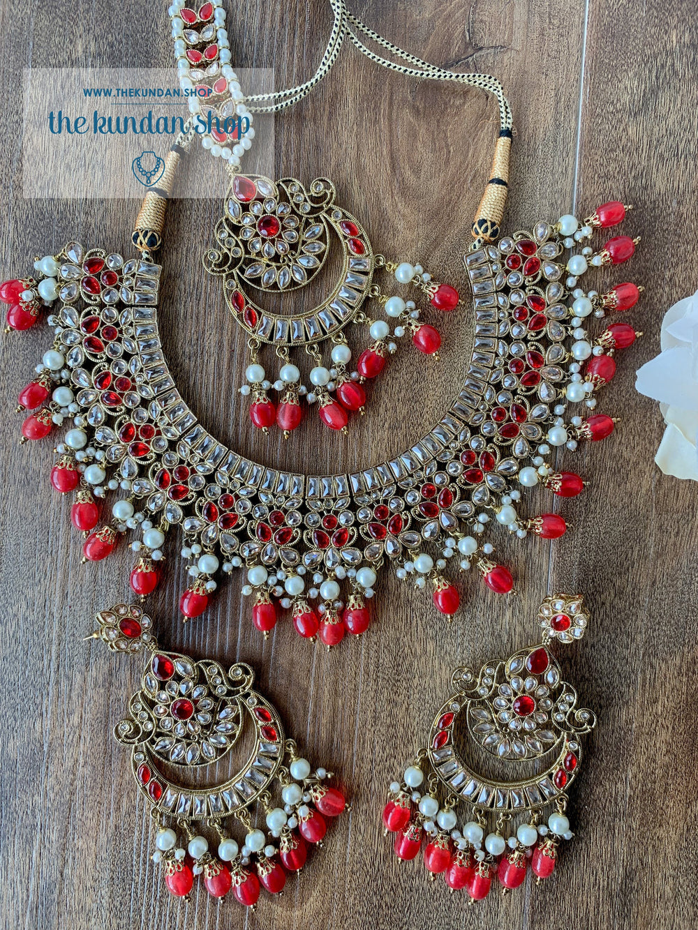 Complexed in Polki, in Red Necklace Sets THE KUNDAN SHOP 