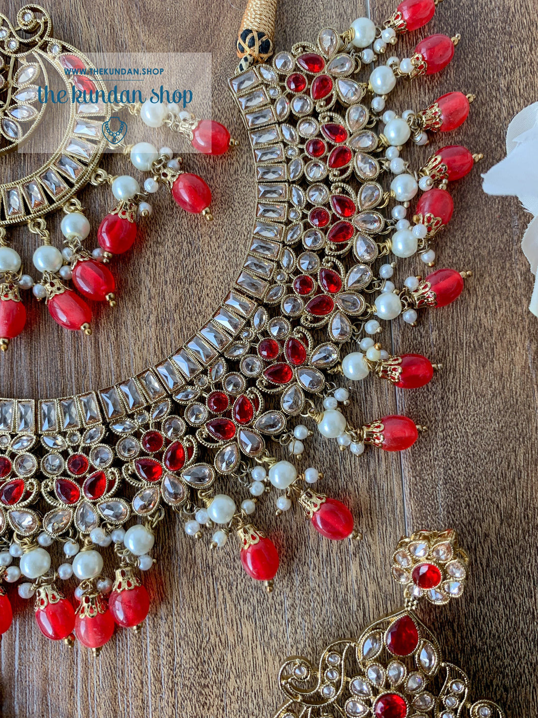 Complexed in Polki, in Red Necklace Sets THE KUNDAN SHOP 