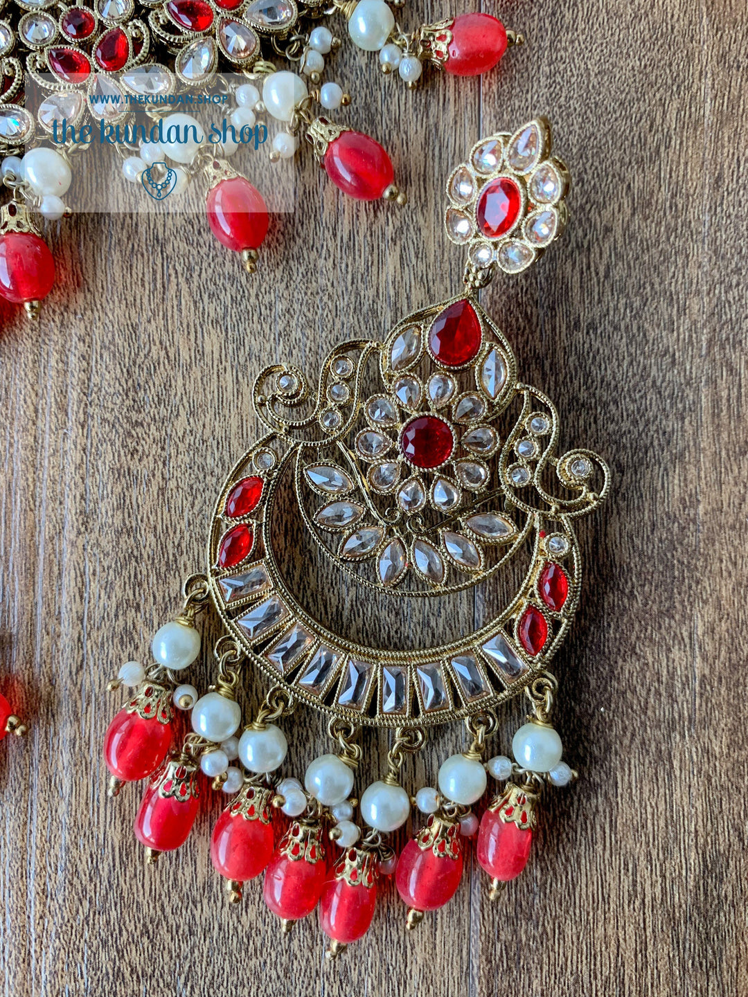 Complexed in Polki, in Red Necklace Sets THE KUNDAN SHOP 
