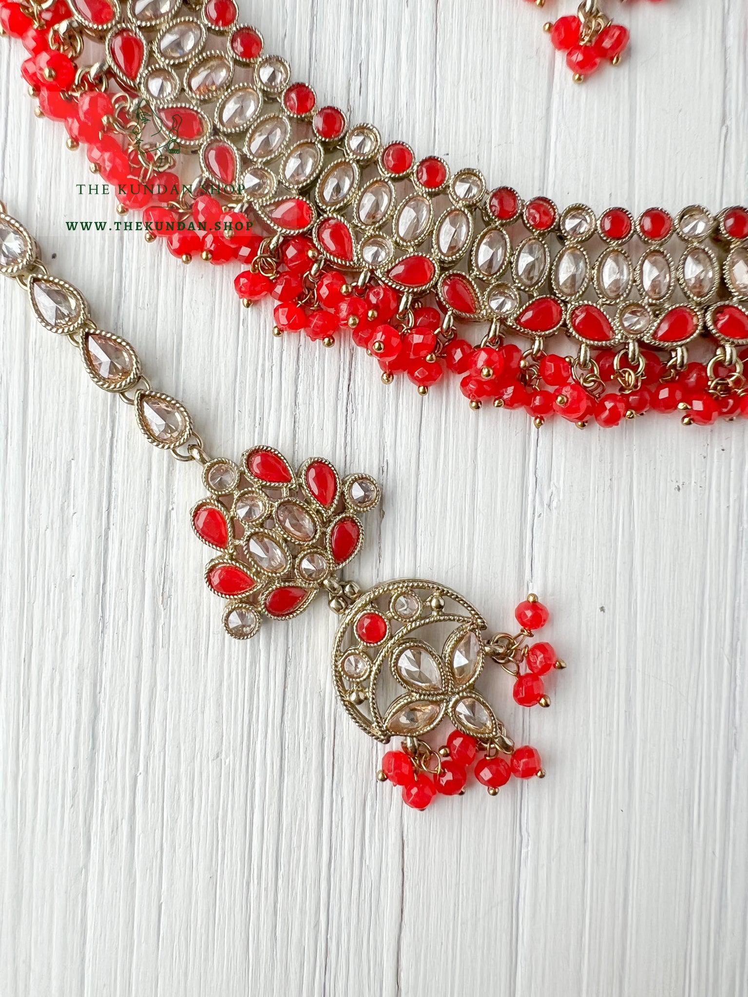 Sensitive in Red Necklace Sets THE KUNDAN SHOP 