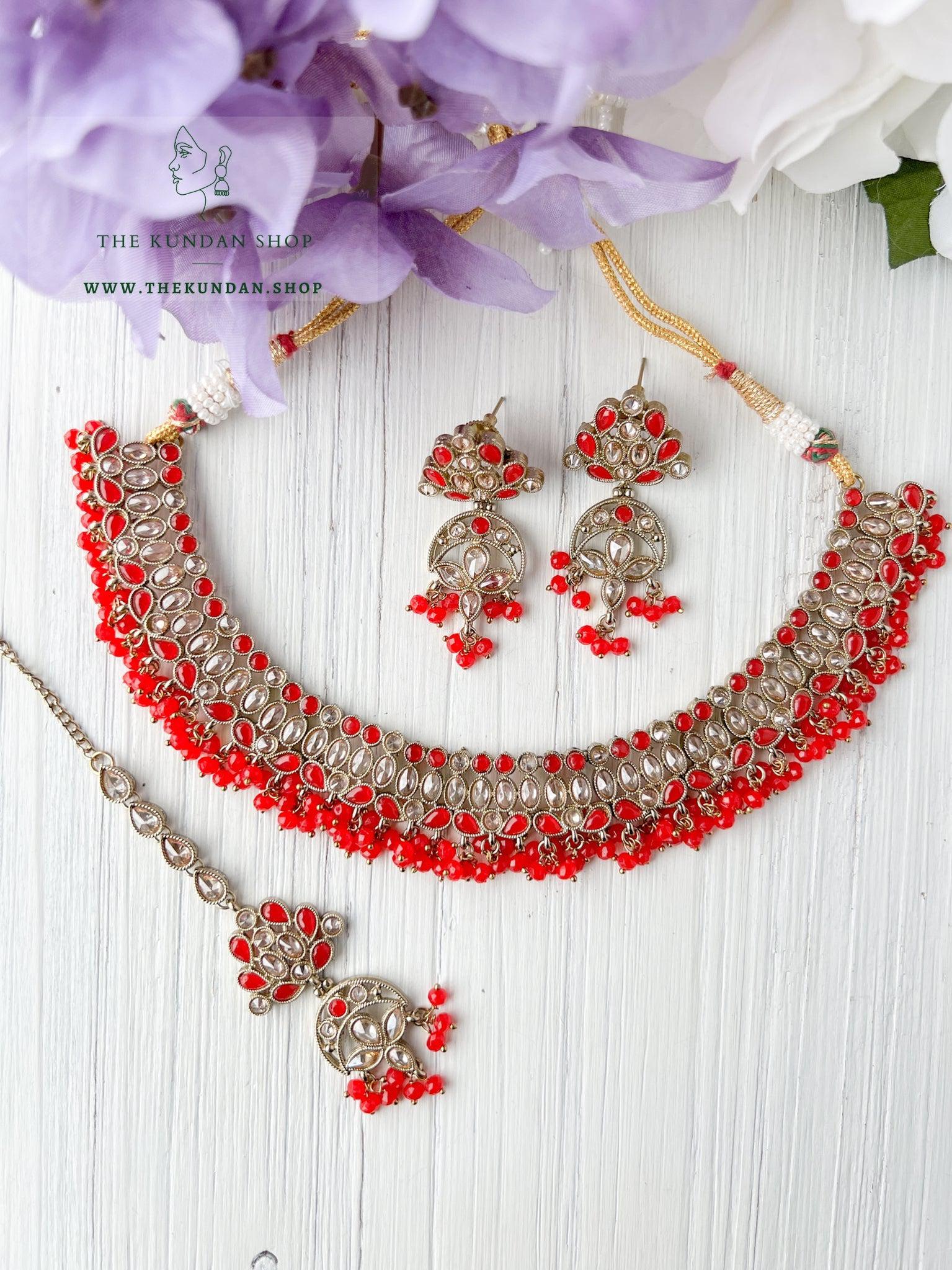 Sensitive in Red Necklace Sets THE KUNDAN SHOP 