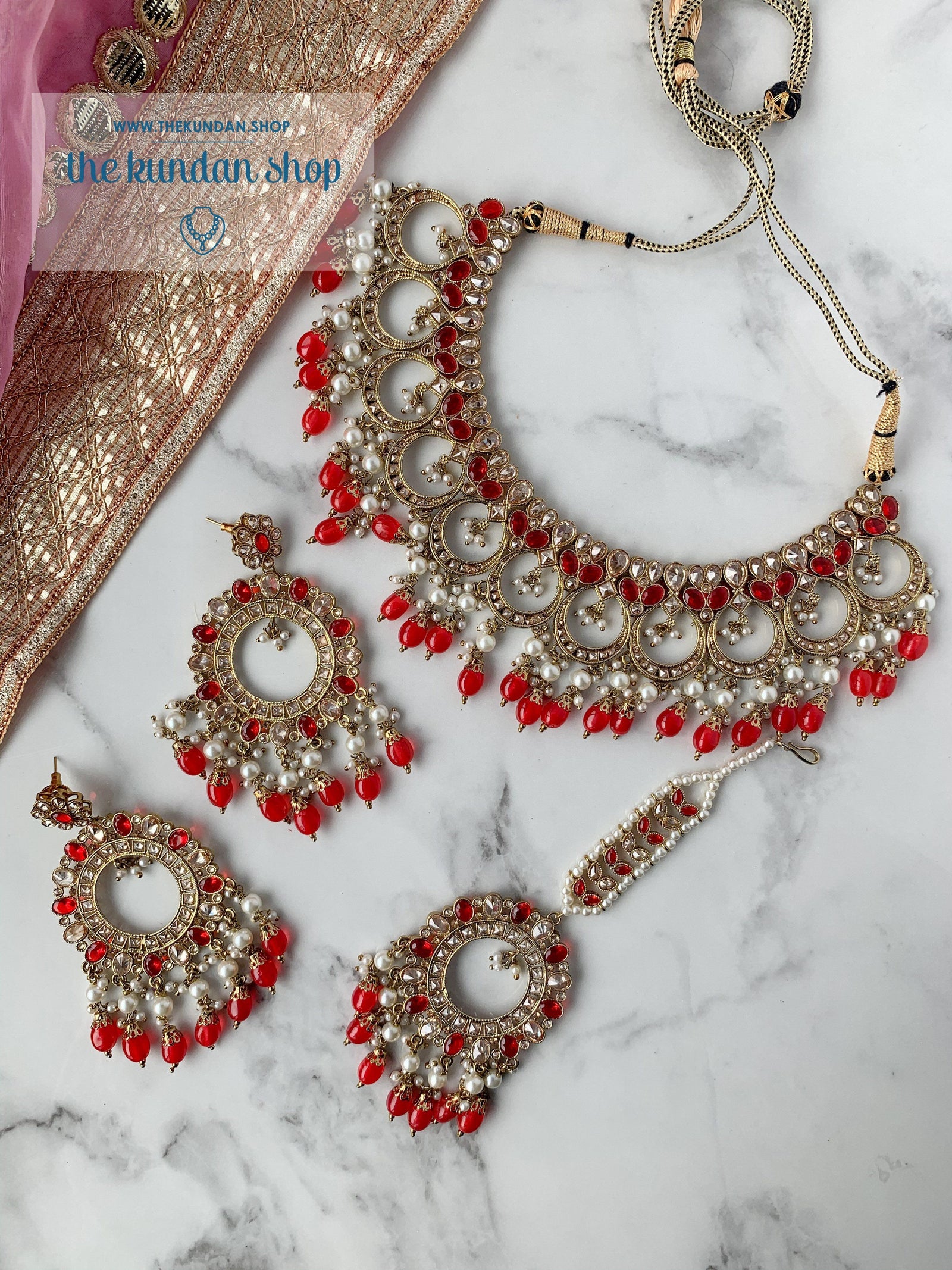 Miracle in Red Necklace Sets THE KUNDAN SHOP 