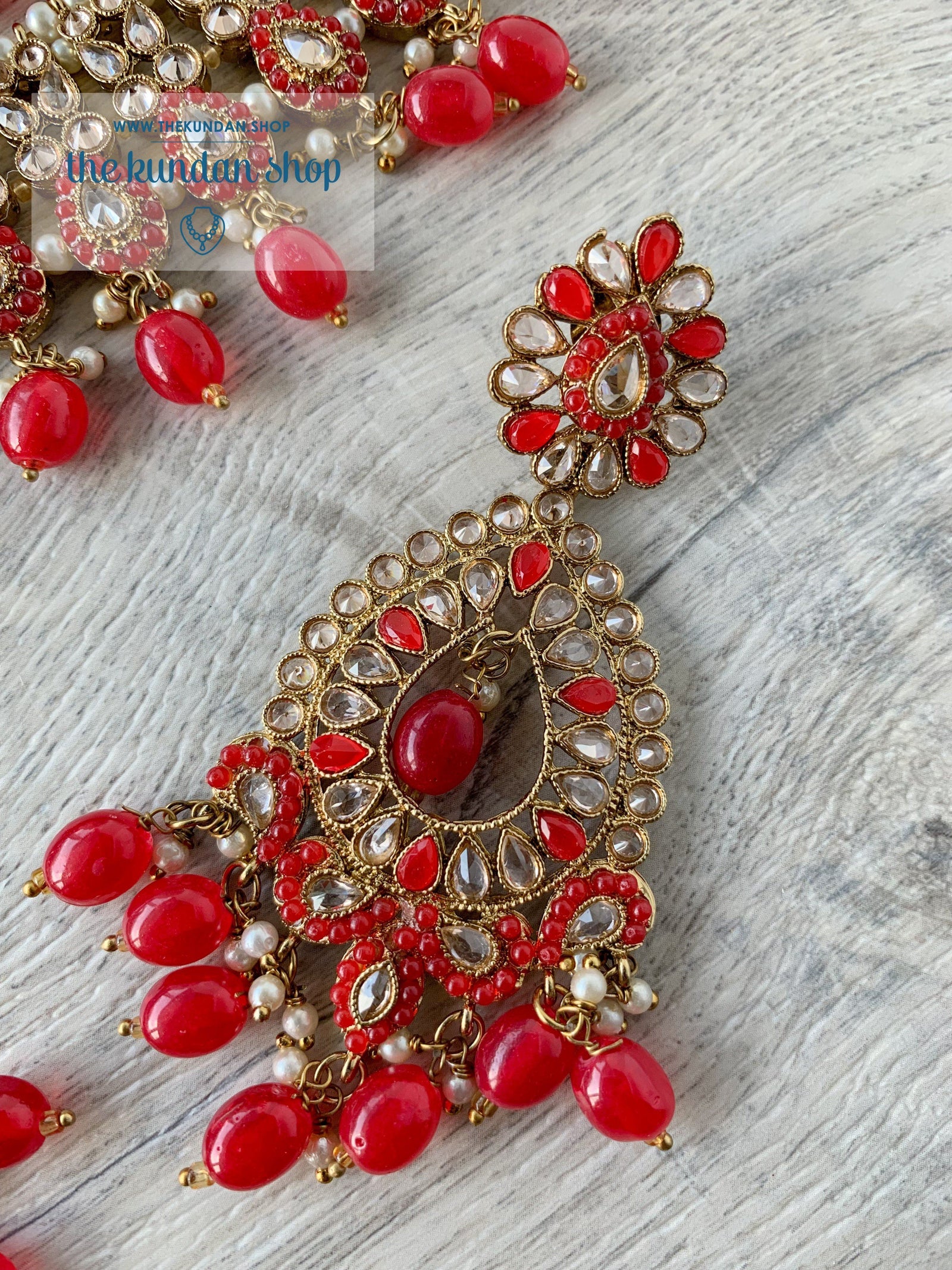 Compel in Polki, in Red Necklace Sets THE KUNDAN SHOP 
