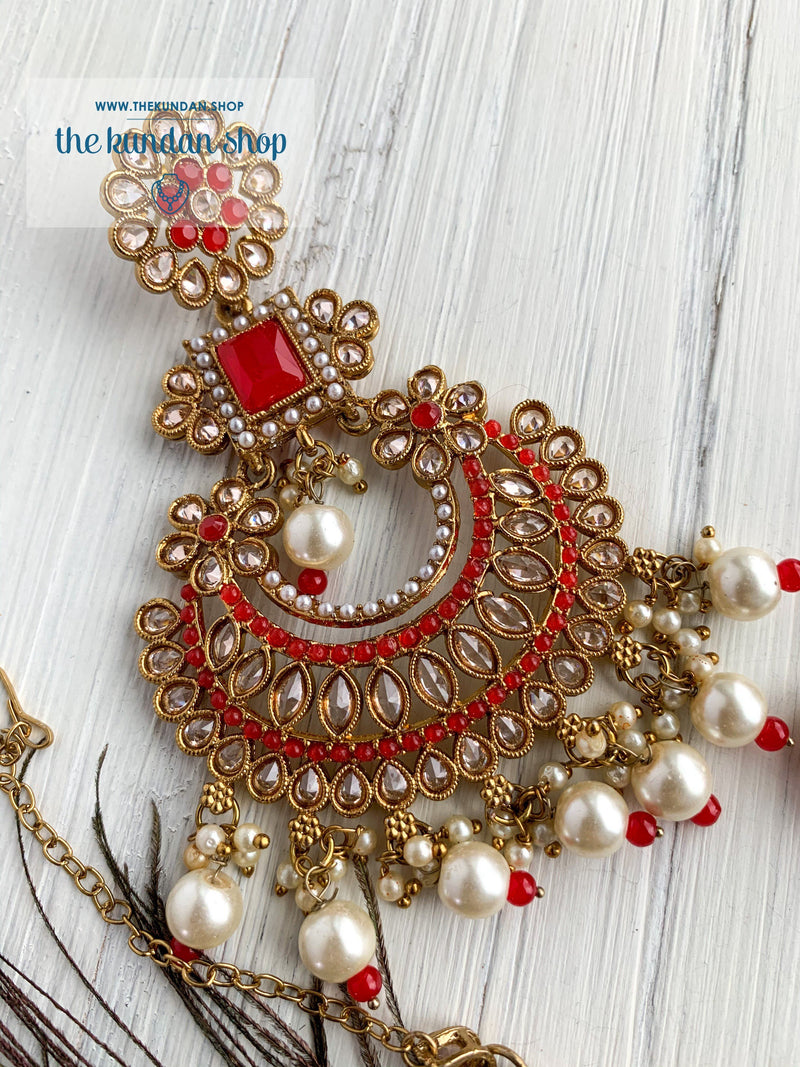 Endearing Polki in Red THE KUNDAN SHOP 