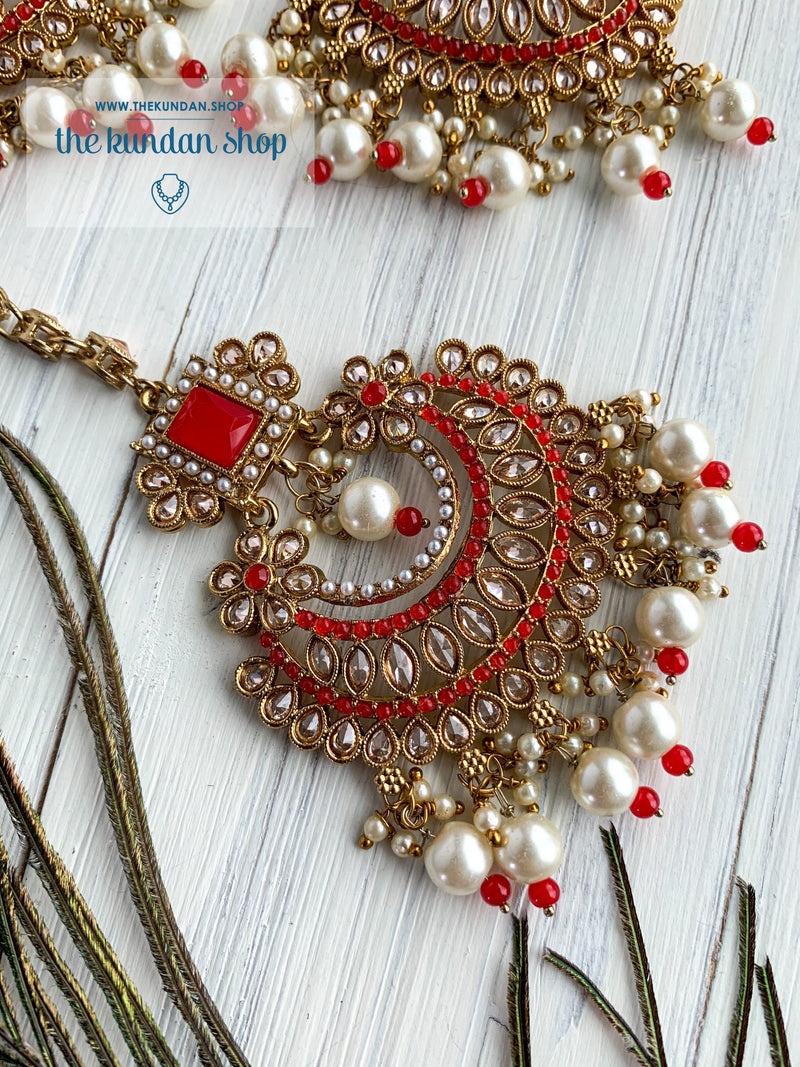Endearing Polki in Red THE KUNDAN SHOP 