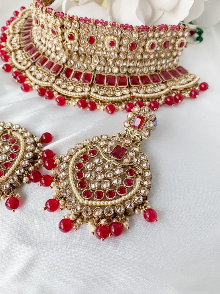 Defined in Ruby Necklace Sets THE KUNDAN SHOP 