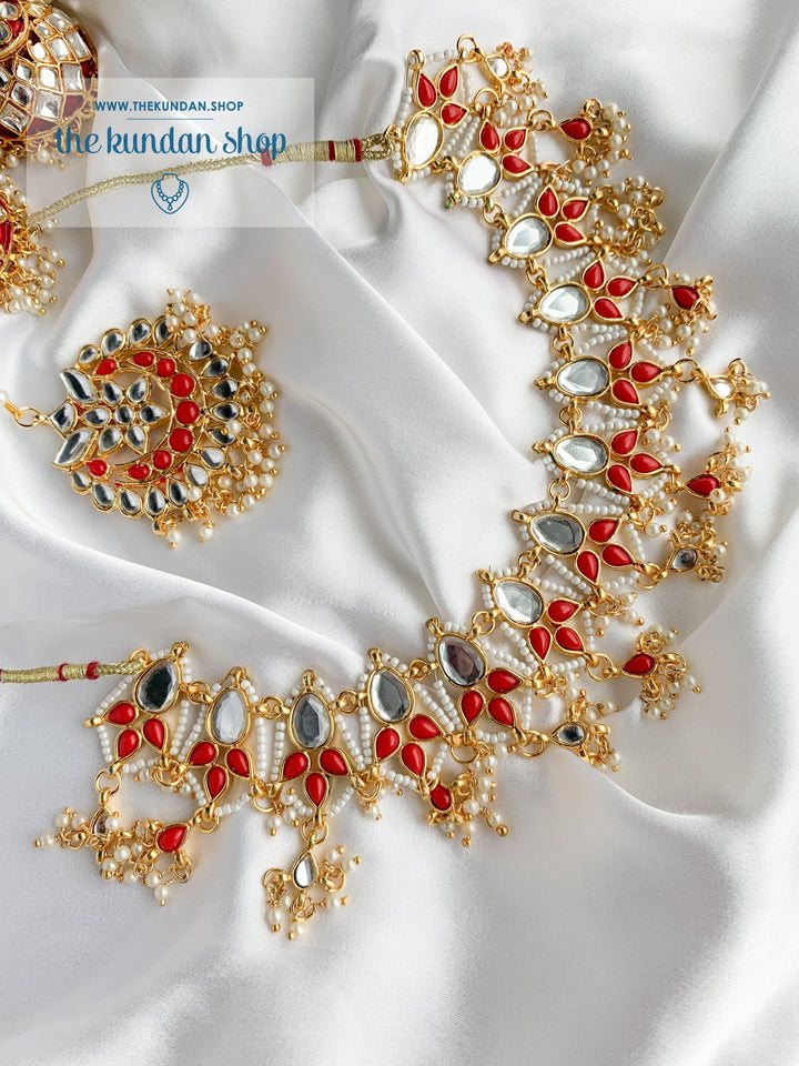 Storytelling in Red Necklace Sets THE KUNDAN SHOP 