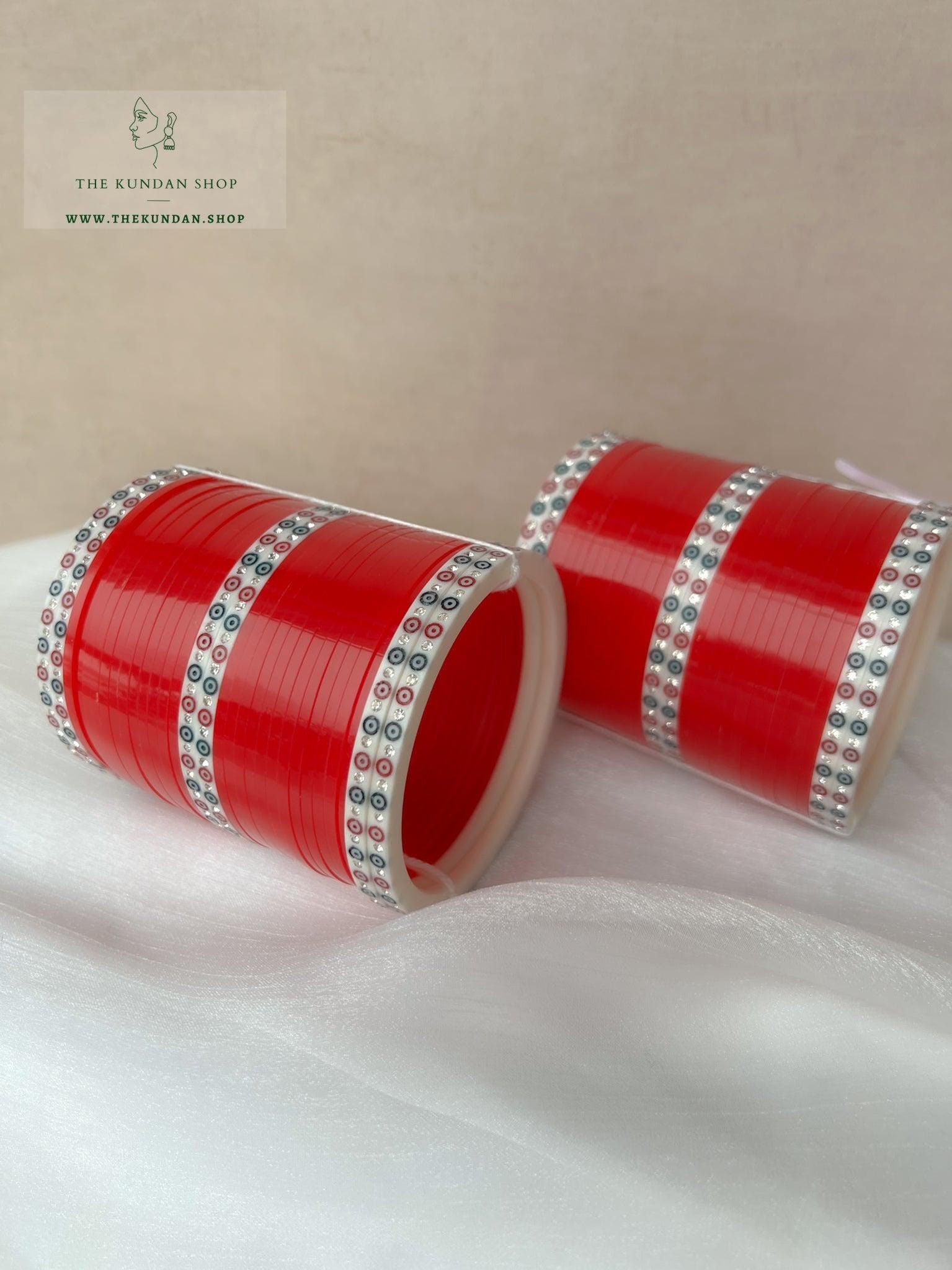 Simple Chooda in Red Bangles THE KUNDAN SHOP 